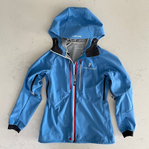 Peak Performance Windstopper Soft Shell Blacklight Hooded Fitted Jacket Blue S - Picture 16 of 16